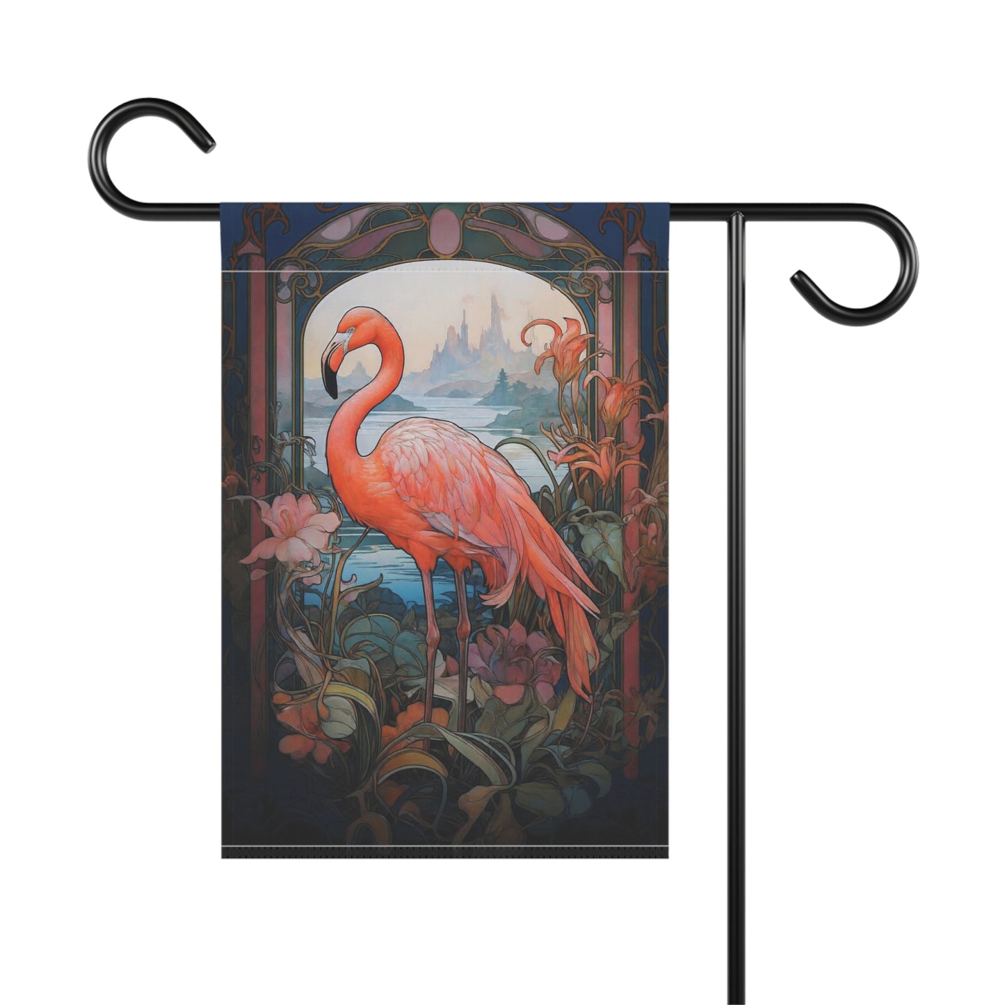 Art Nouveau Flamingo Garden Flag - Product