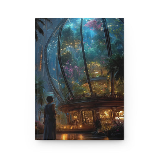 Neon Palm Oasis Hardcover Journal Matte – City Lights & Glass Dome Dreamscape