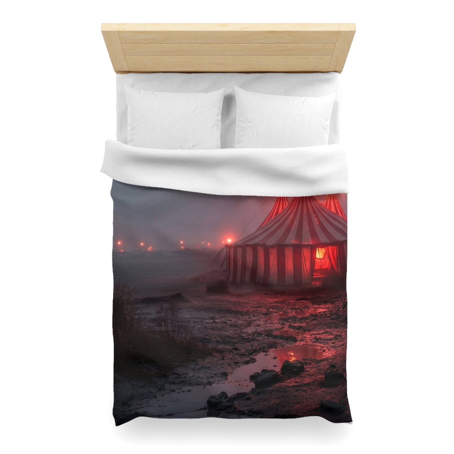 Crimson Carnival Tent Microfiber Duvet Cover – Whispers of the Fogbound Ring