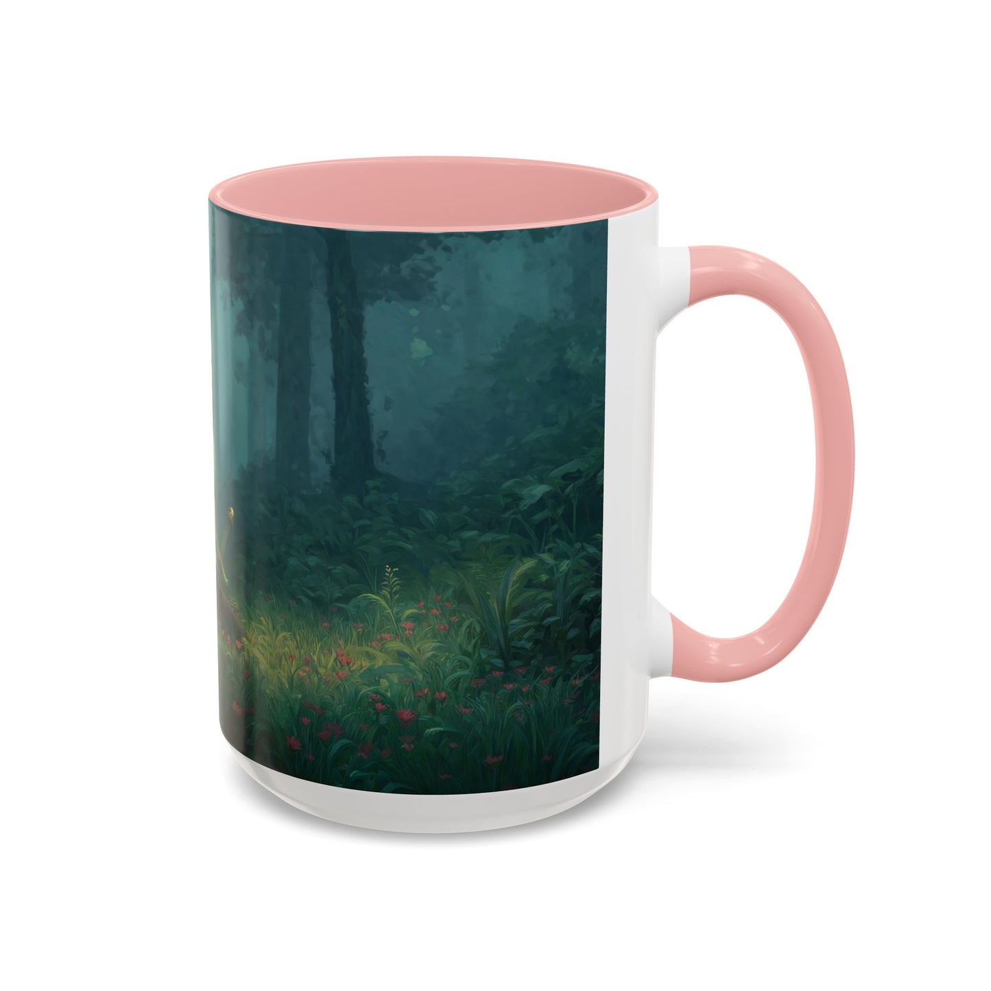 Sentinel in Mist Accent Coffee Mug (11, 15oz) – Guardian of the Whispering Woods