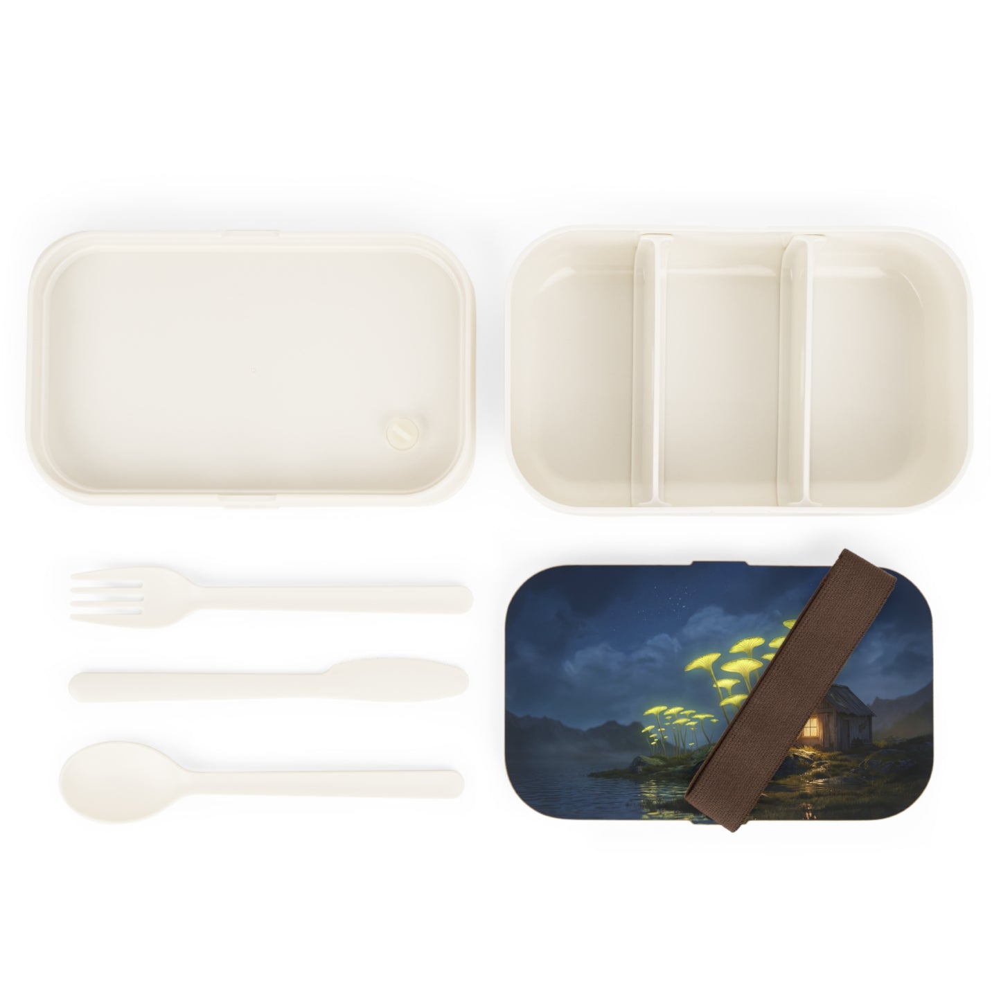 Glowing Mushroom Cabin Bento Lunch Box – Night’s Quiet Sanctuary