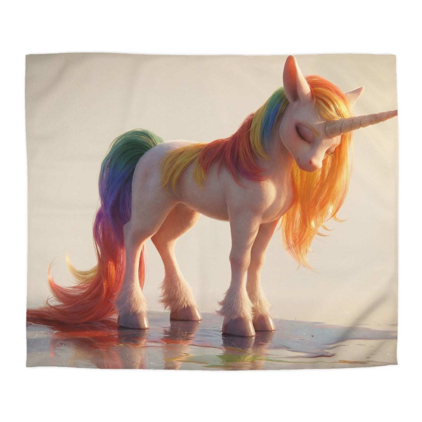 Rainbow Mane Unicorn Microfiber Duvet Cover – Sunset Serenity Dreamscape
