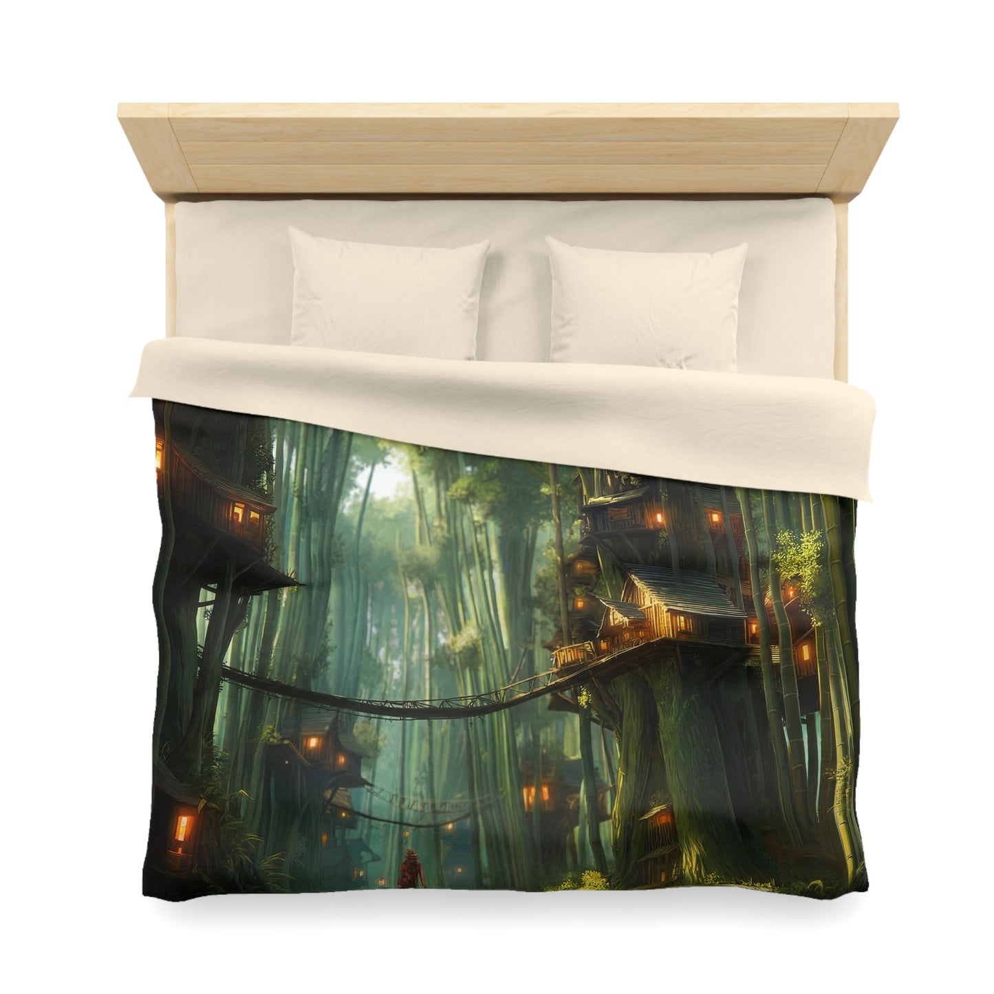 Bamboo Canopy Treehouse Duvet Cover – Sunlit Forest Sanctuary
