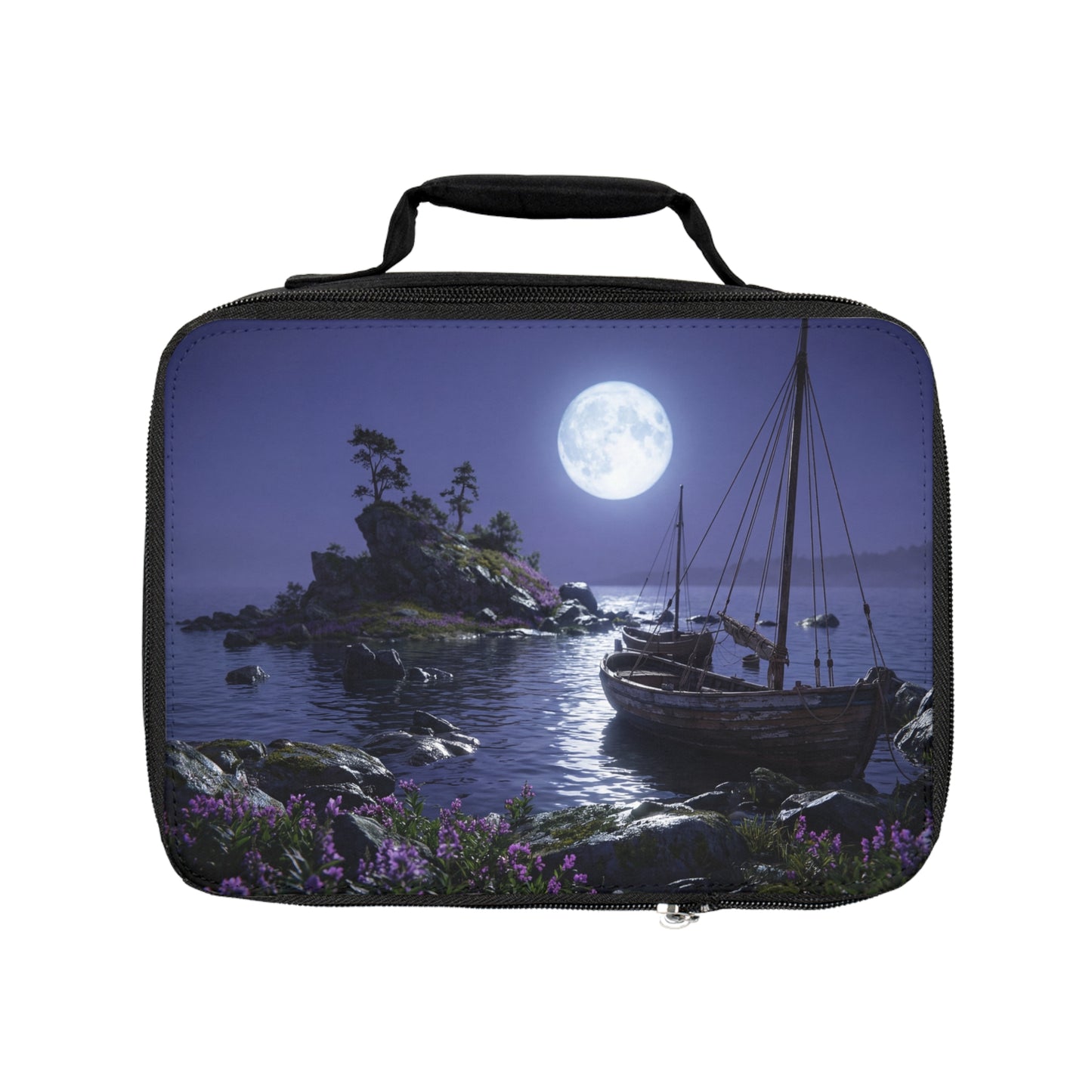 Moonlit Harbor Boats Lunch Bag – Whispering Waterscape for Quiet Days