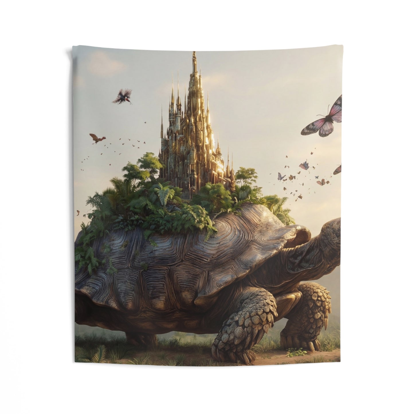 Castle on Turtle Back Indoor Wall Tapestries – Sunlit Jungle Sanctuary