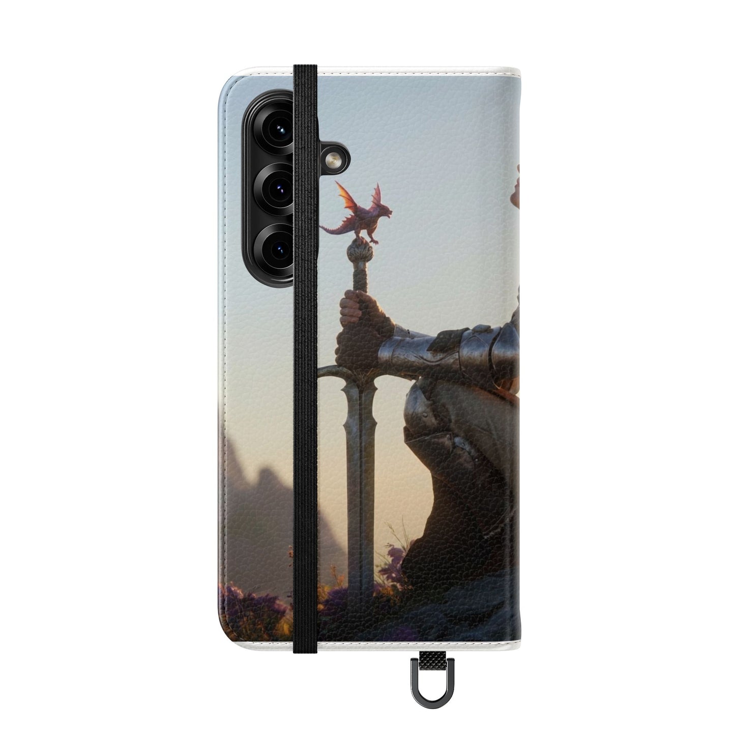 Dragon Knight Flip Cases – Sunlit Sentinel with Mini Drake and Sword