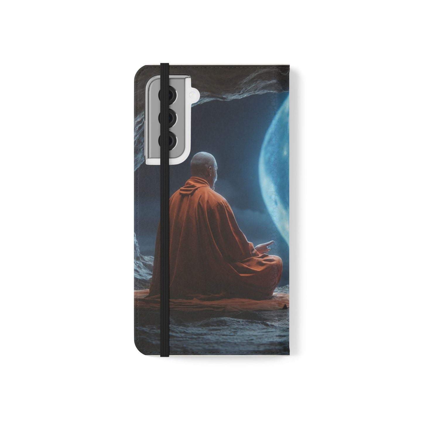 Lunar Meditation Flip Cases – Serene Monk Under Moonlight