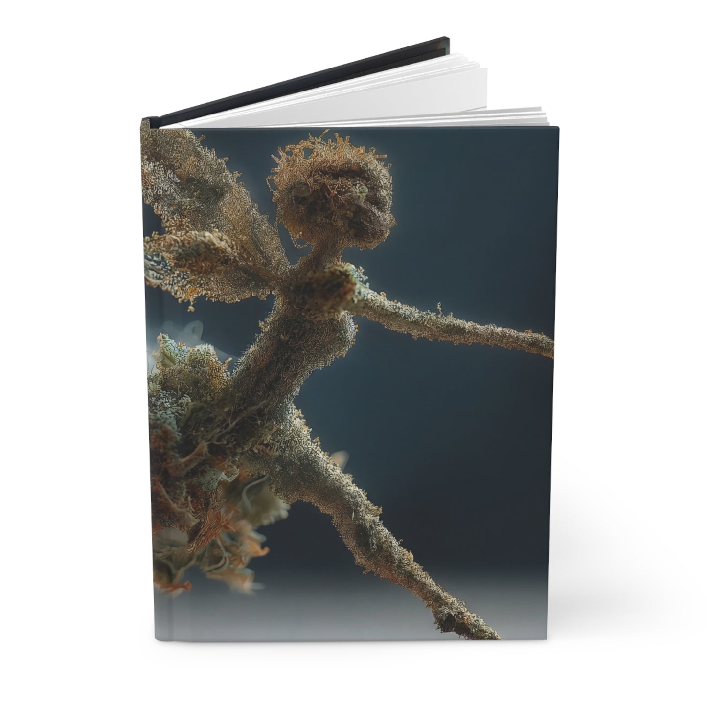 Lichen Fairy in Flight Hardcover Journal Matte – Mossy Wings Against Deep Twilight