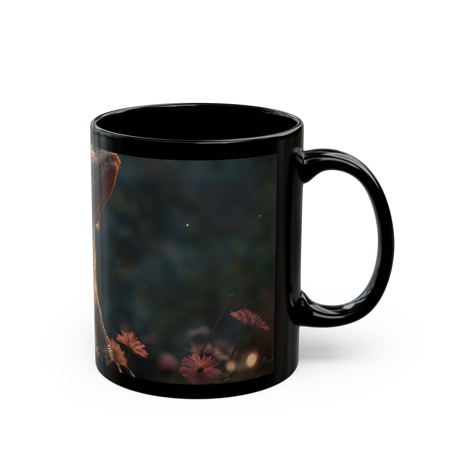 Gentle Crocodile & Butterfly Black Mug – Twilight Garden Whispers