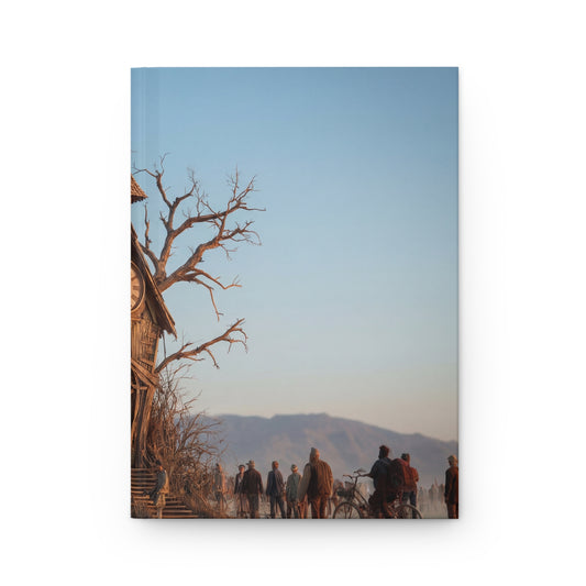 Clock Tower in the Wasteland Hardcover Journal Matte – Sun-Kissed Timekeeper in the Dunes