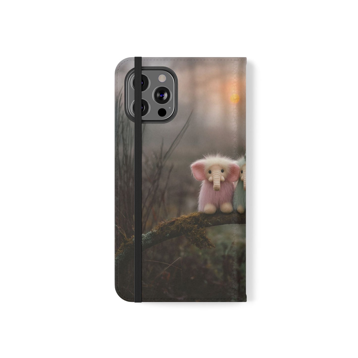 Mossy Branch Elephants Flip Cases – Pastel Fluff Guardians