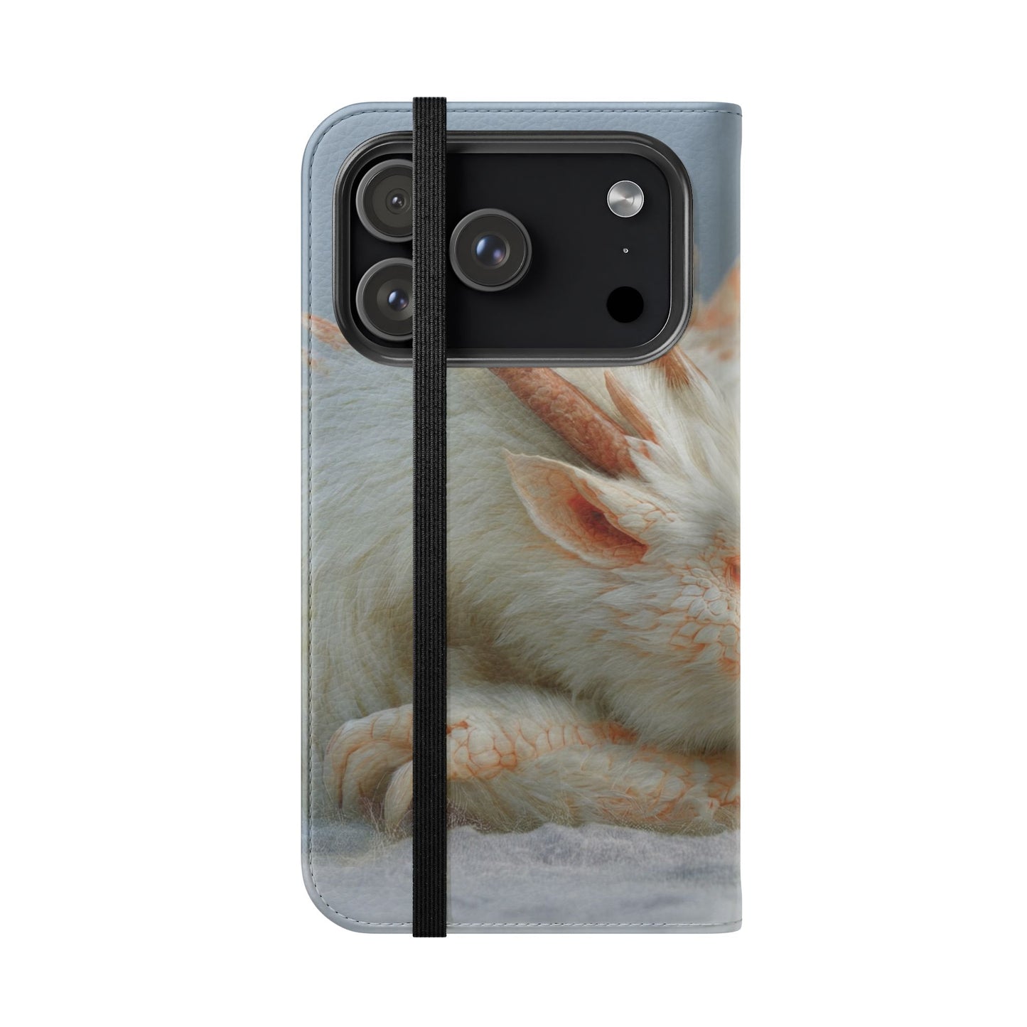 Sleeping Child and Dragon Flip Cases – Snowy Guardian Embrace