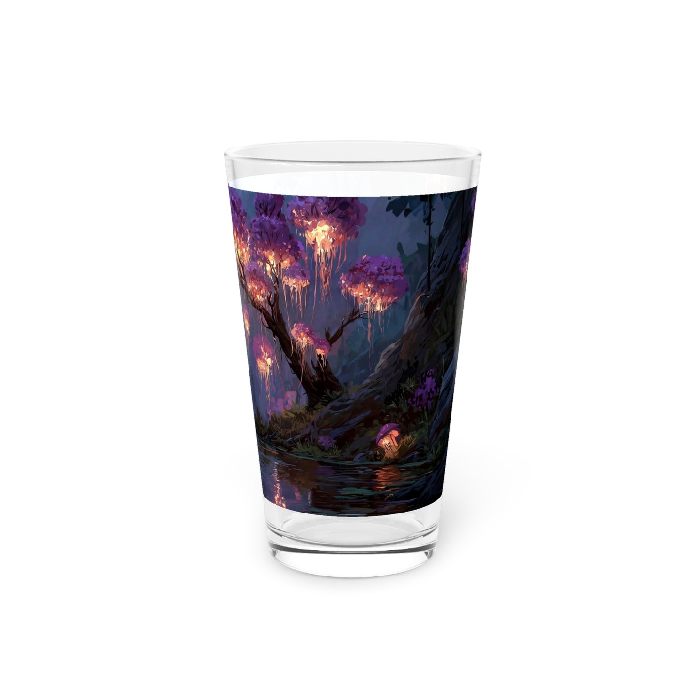 Bioluminescent Grove Pint Glass – 16oz Midnight River Serenity