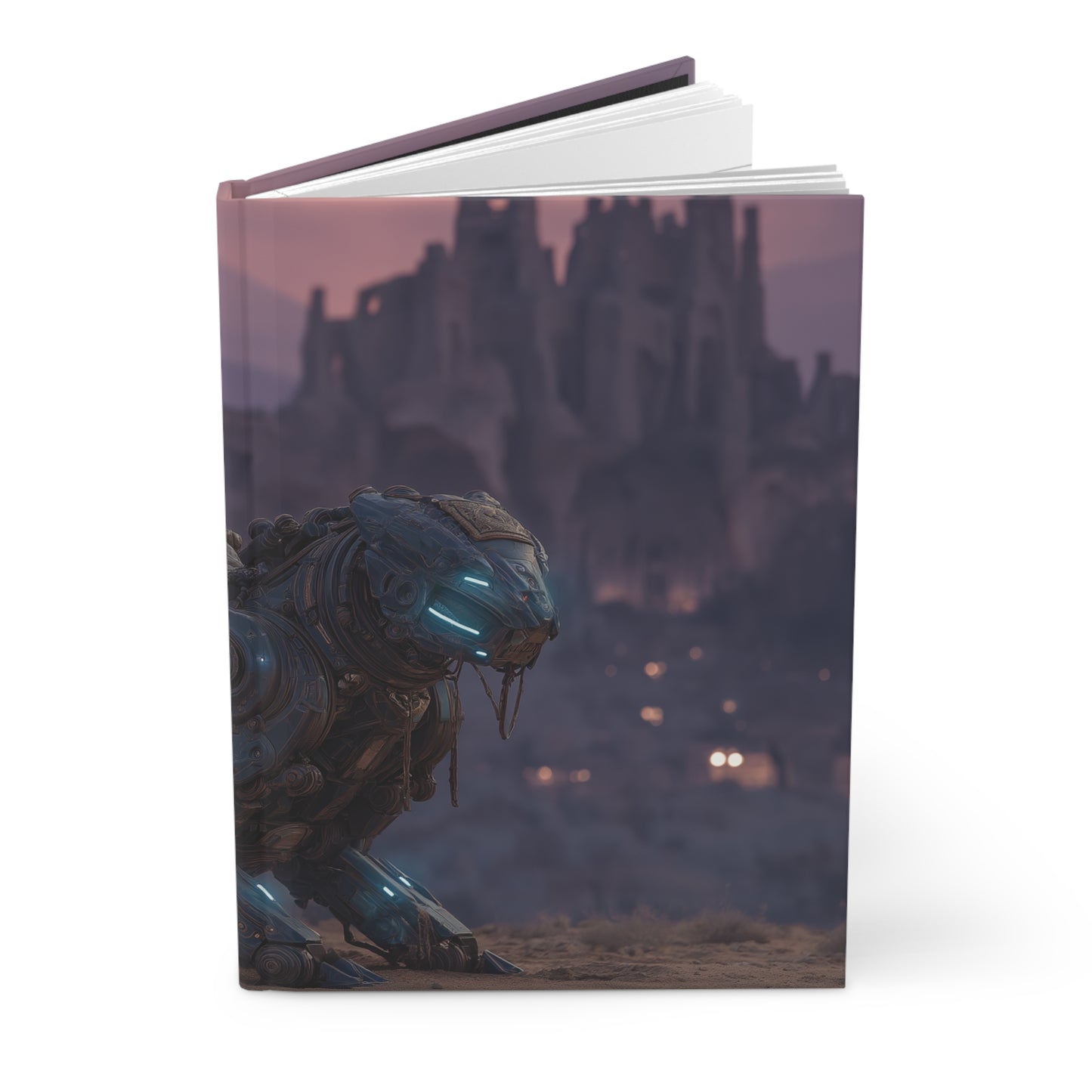 Desert Sage on Mech-Tiger Hardcover Journal Matte – Twilight Guardian of the Dunes