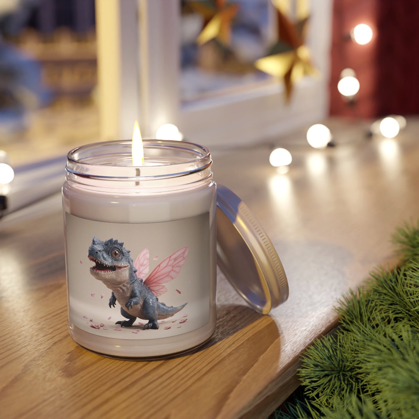 Fairy-Tailed Dinosaur Scented Soy Candles with White Lid, 9oz – Whimsical Bloom Encounter