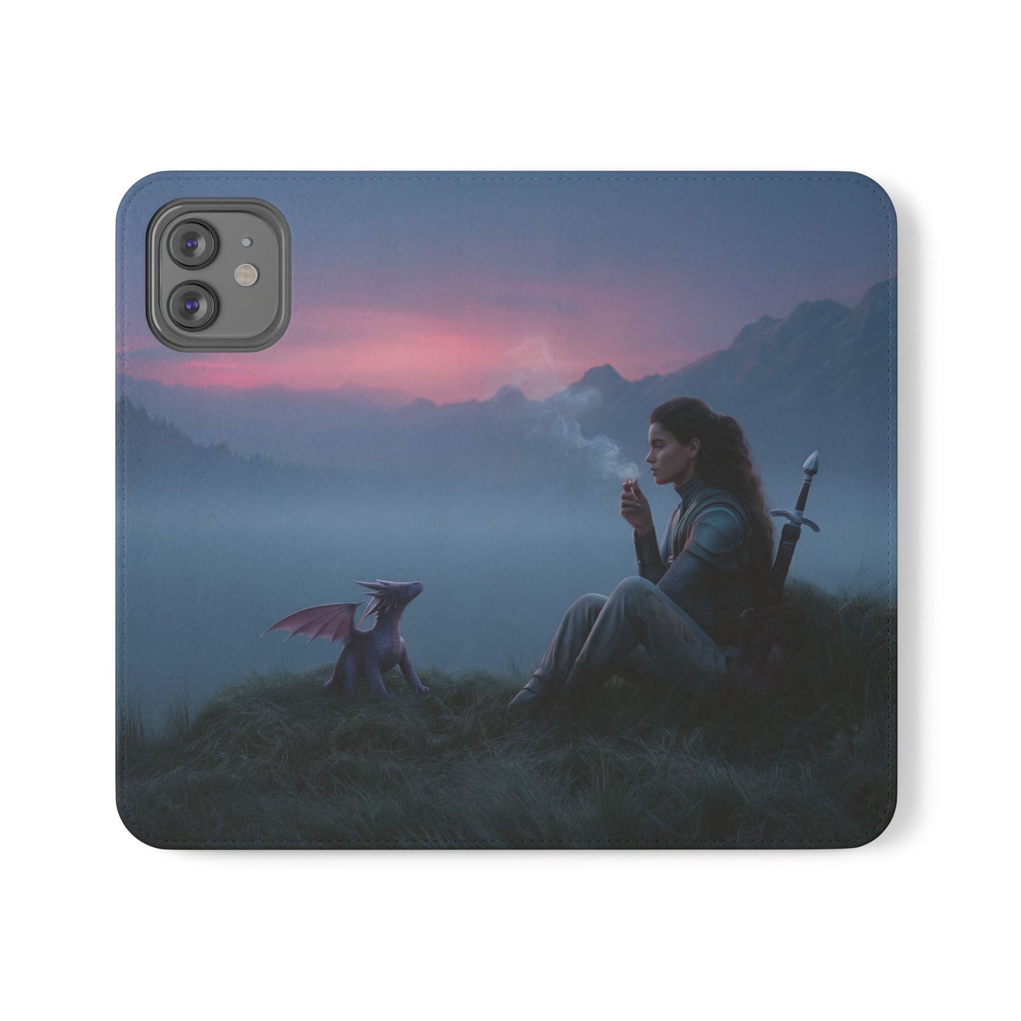 Silent Guardian Flip Cases – Misty Dawn Warrior and Dragon Companion