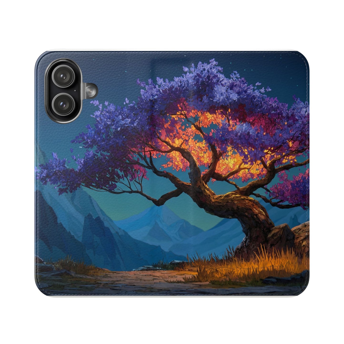 Violet Flame Tree Flip Cases – Twilight Mountain Glow Case