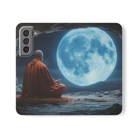 Lunar Meditation Flip Cases – Serene Monk Under Moonlight