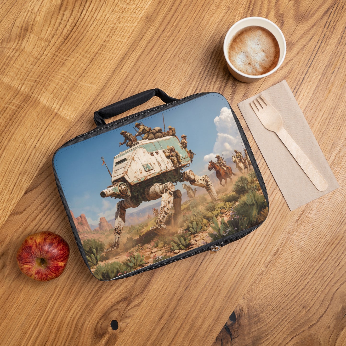 Desert Frontier Walker Lunch Bag – Rustic Sci-Fi March Through Canyon Heat