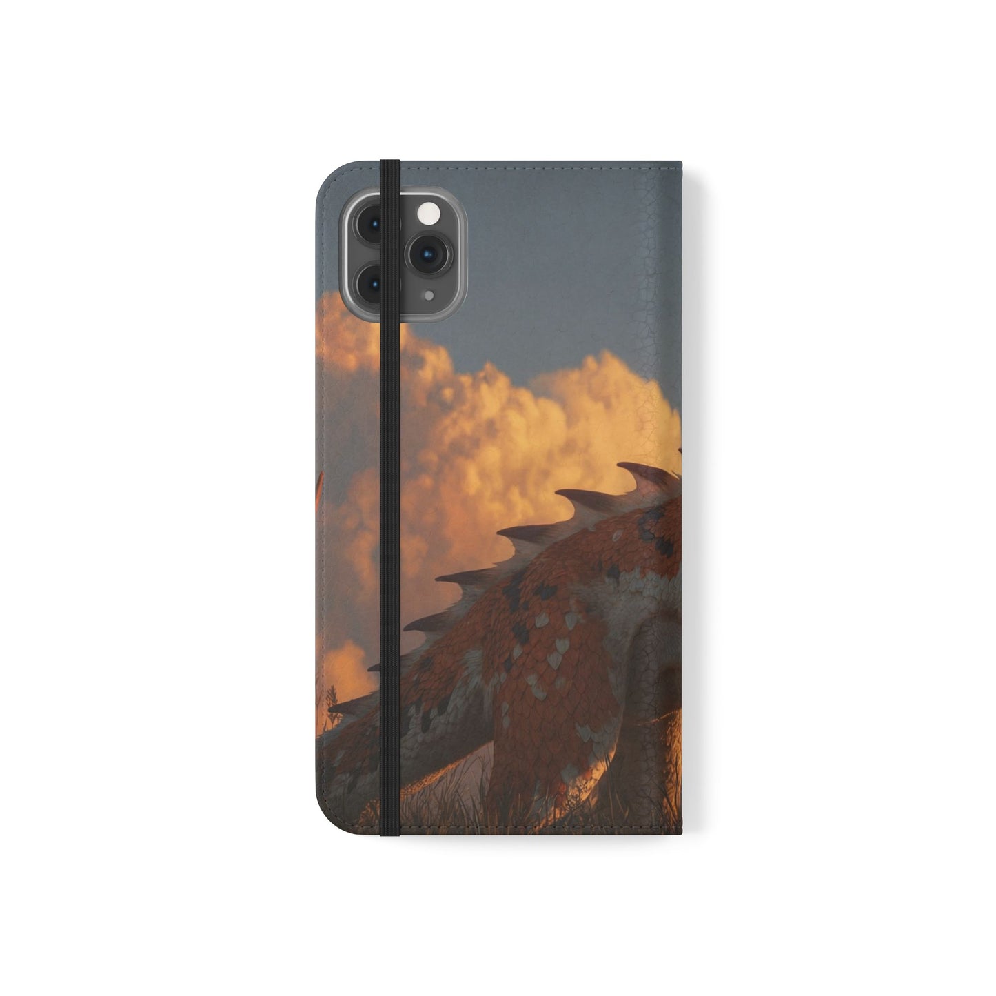 Gilded Dragon Flip Cases – Amber Sunset Guardian