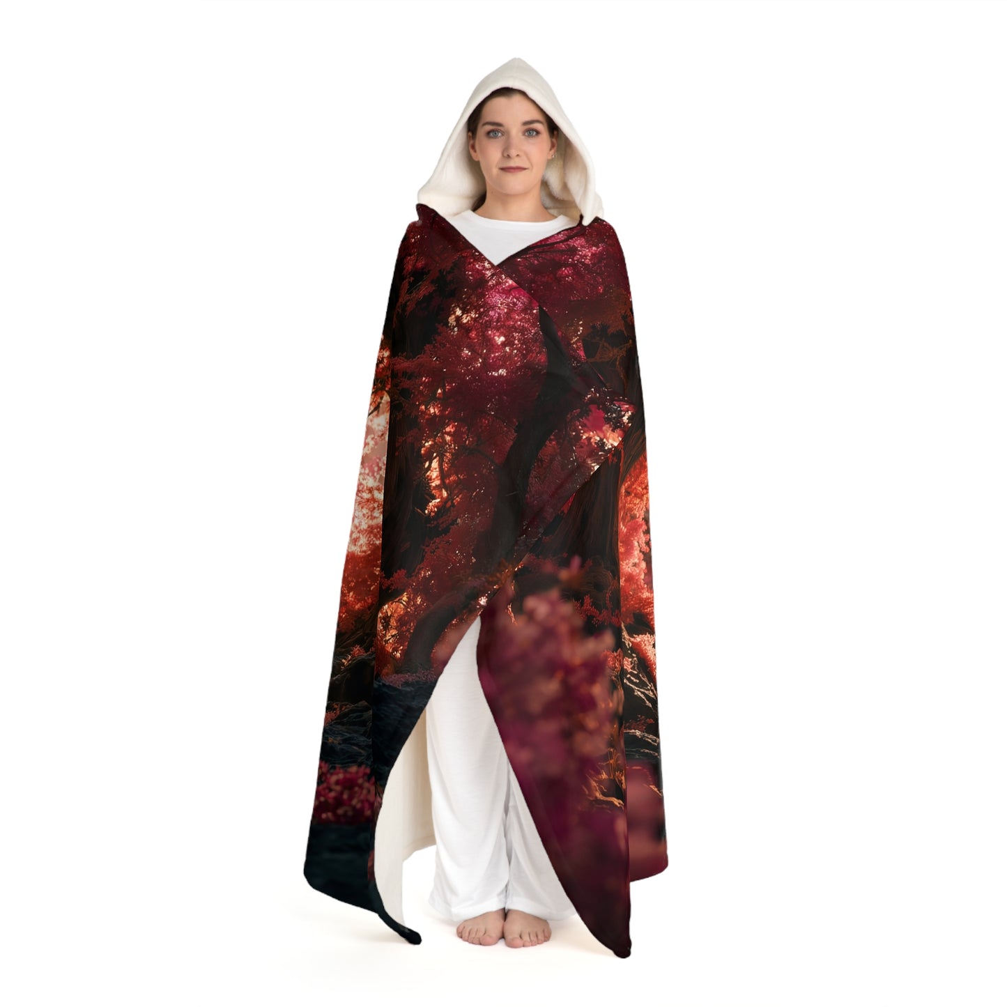 Crimson Heart Arch Sherpa Fleece Blanket – Rose Petal Canopy Embrace