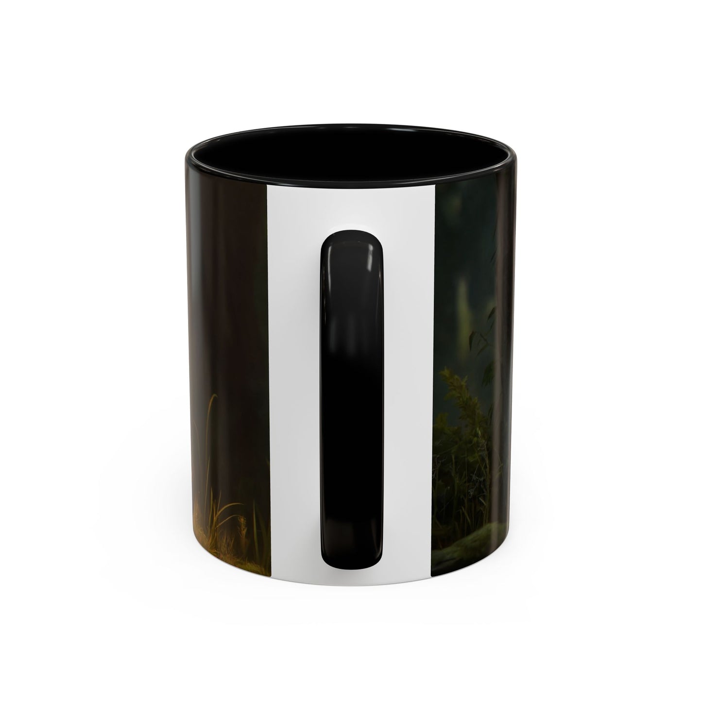 Forest Sentinel Accent Coffee Mug (11, 15oz) – Luminescent Guardian in Dappled Light