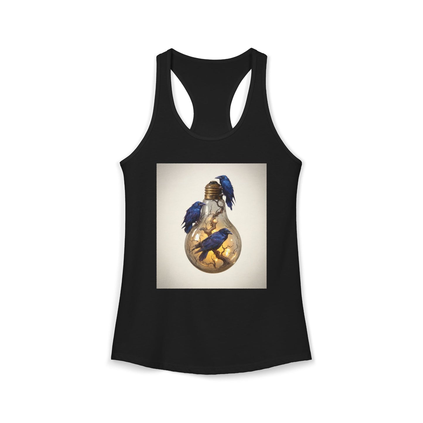 Glass Bulb Racerback Tank – Obsidian Ravens and Gilded Branches