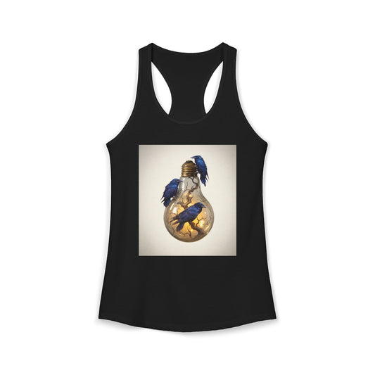 Glass Bulb Racerback Tank – Obsidian Ravens and Gilded Branches