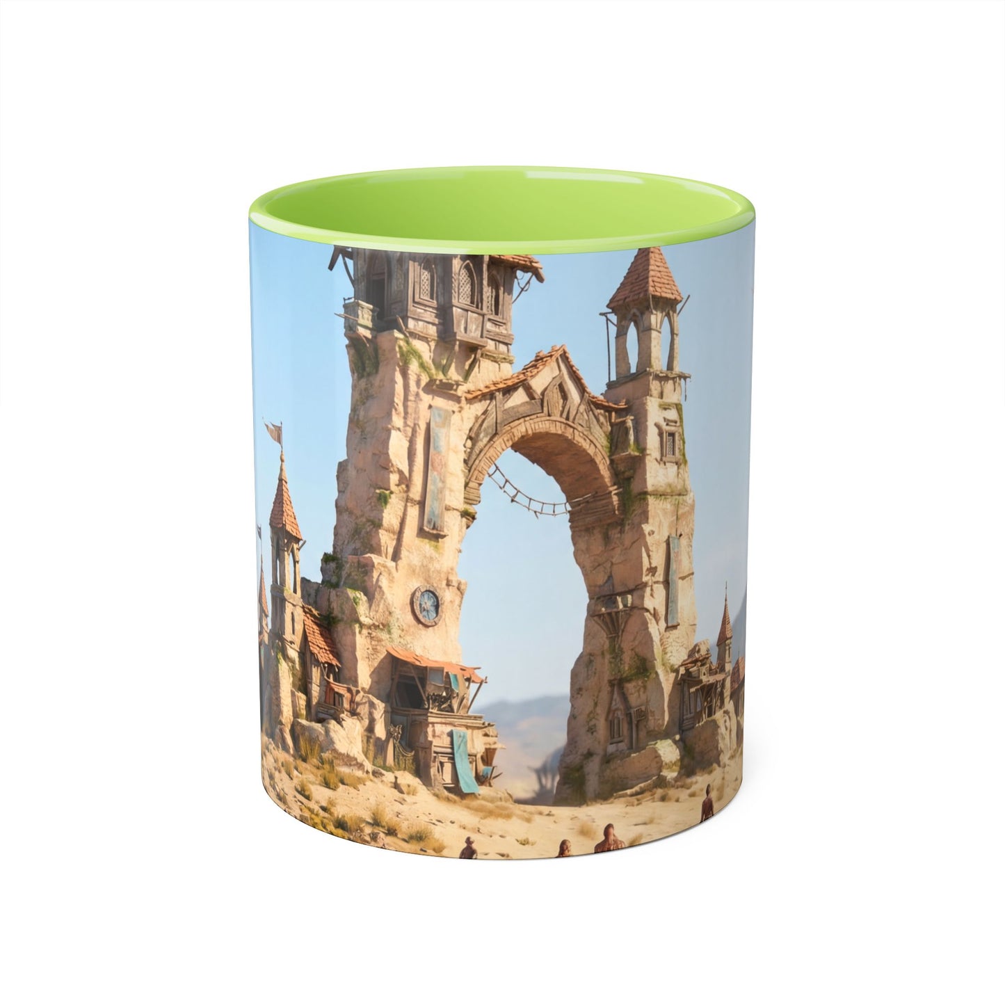 Dusty Gate Guardian Accent Mugs, 11oz – Sandstone Sentinel Archway