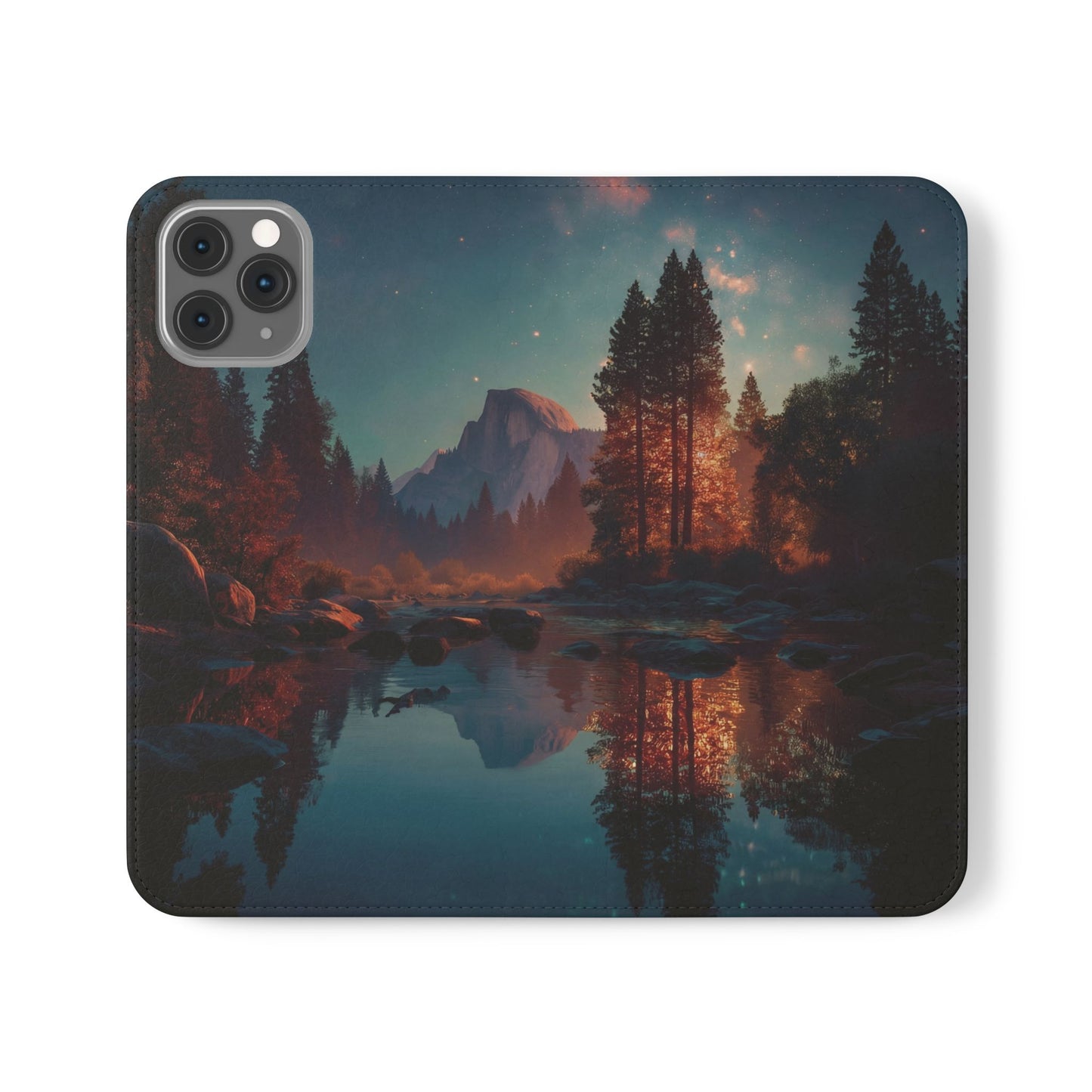 Starlit Valley Flip Cases – Twilight River and Half Dome Reflections