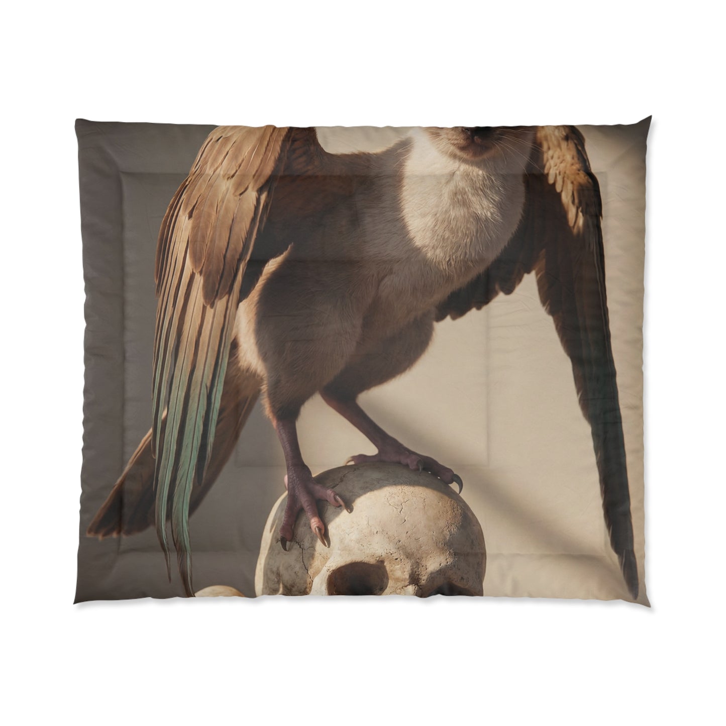 Winged Siamese Cat Comforter – Sunlit Sentinel of Ancient Stones
