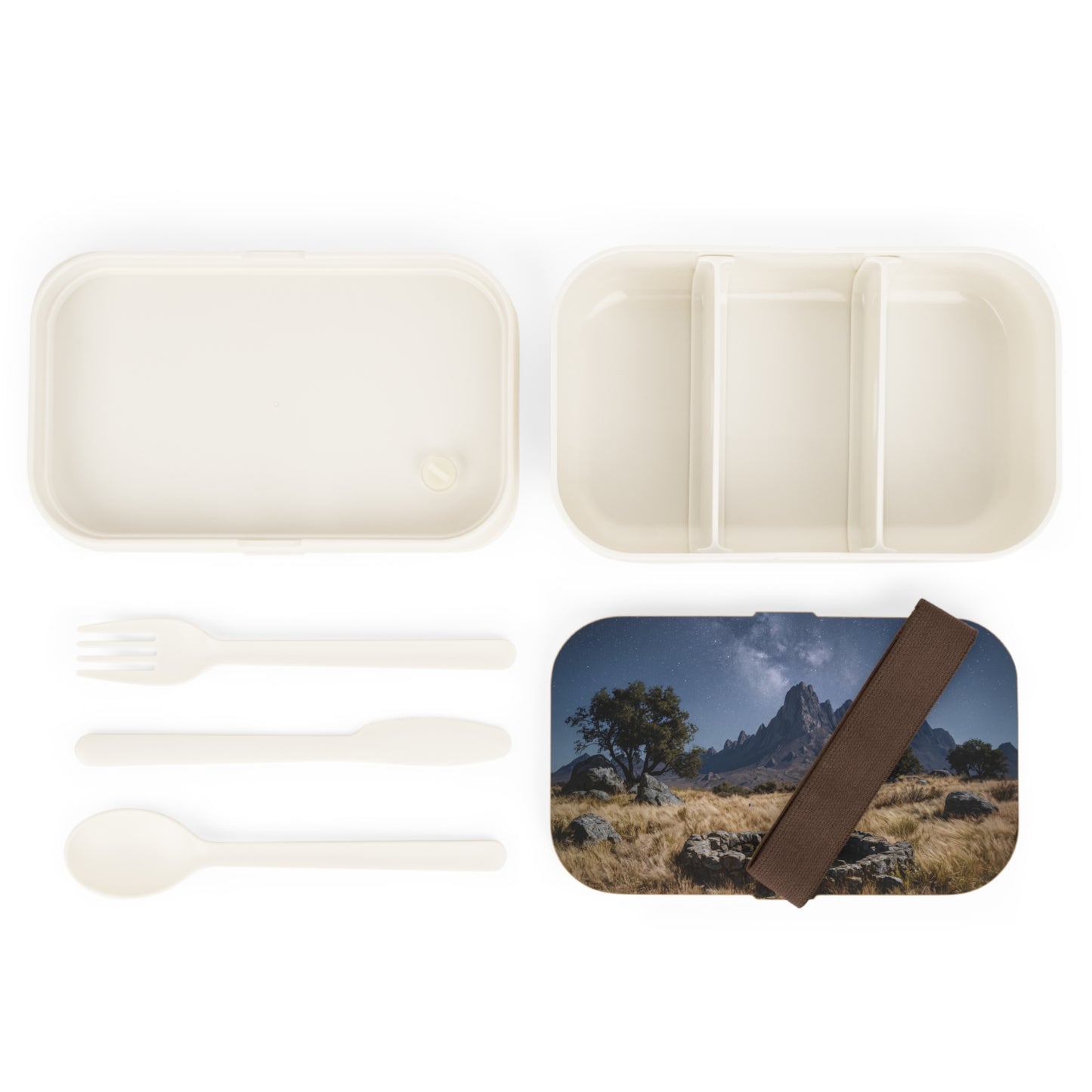Starlit Mountain Spring Bento Lunch Box – Whispering Stones Under the Milky Way