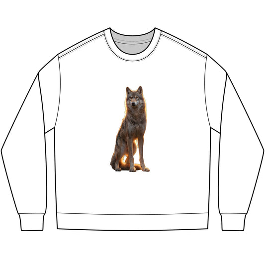 Golden Wolf Guardian Tee – Ethereal Silhouette Heavyweight Long Sleeve