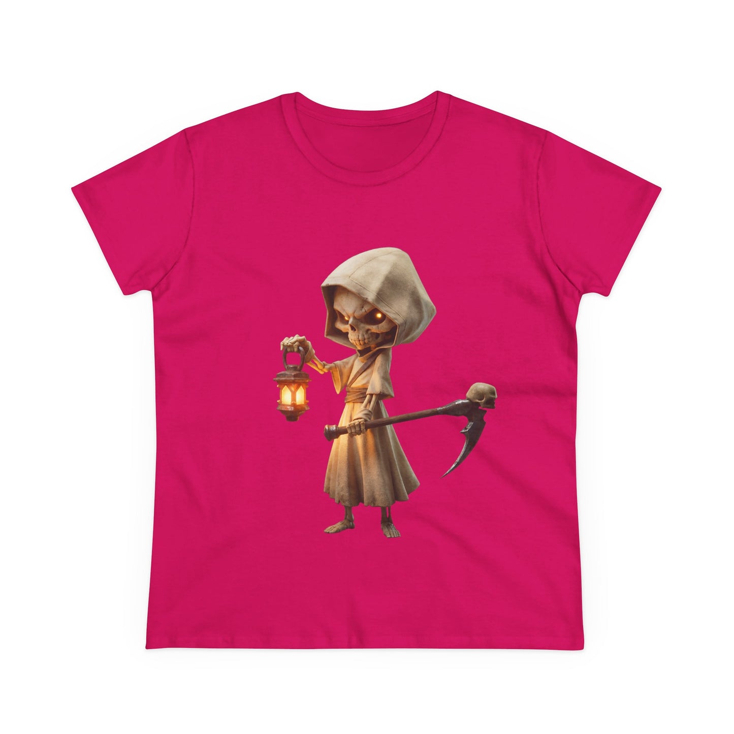 Lantern-Bearing Guardian Women's Midweight Cotton Tee – Hollowed Bone Sentinel