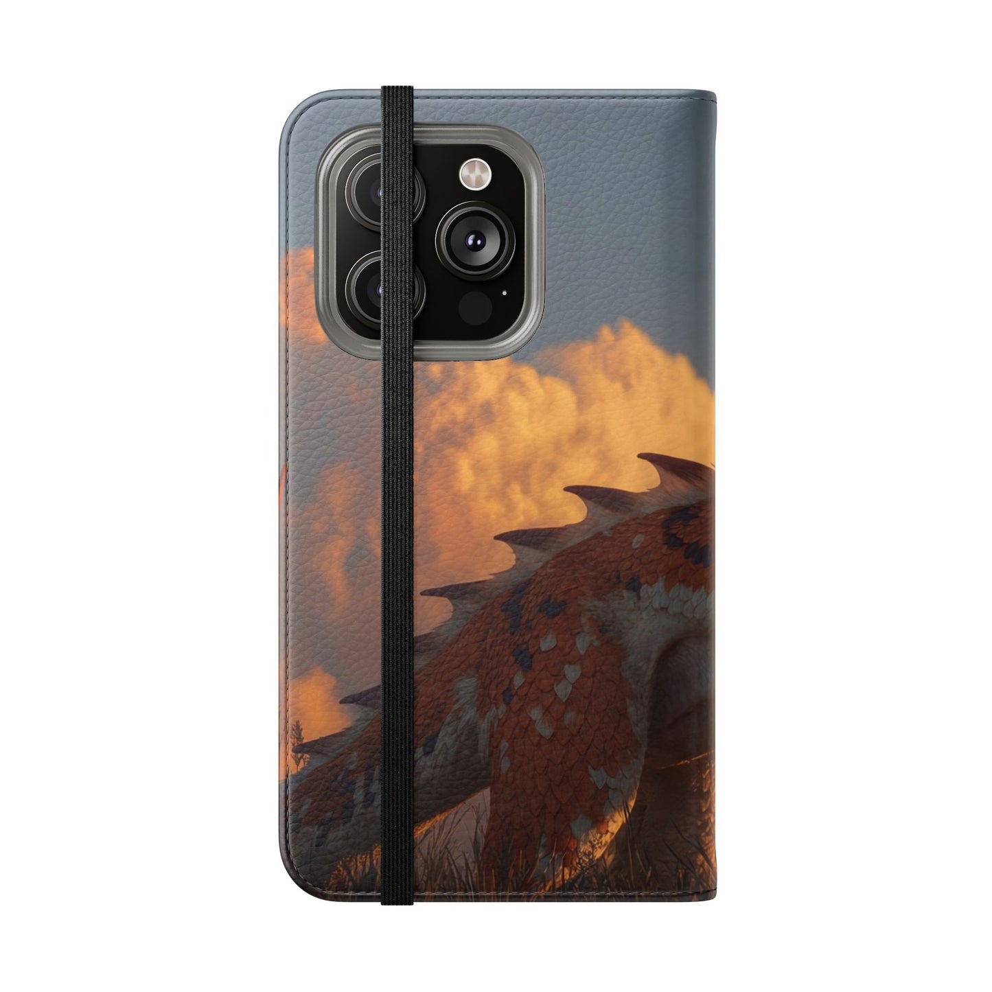 Gilded Dragon Flip Cases – Amber Sunset Guardian