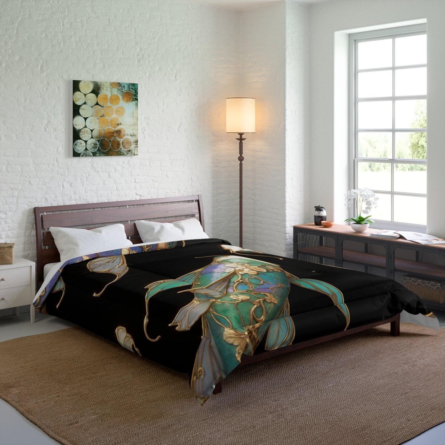 Art Nouveau Koi Comforter – Liquid Light & Gold Leaf Dreamscape
