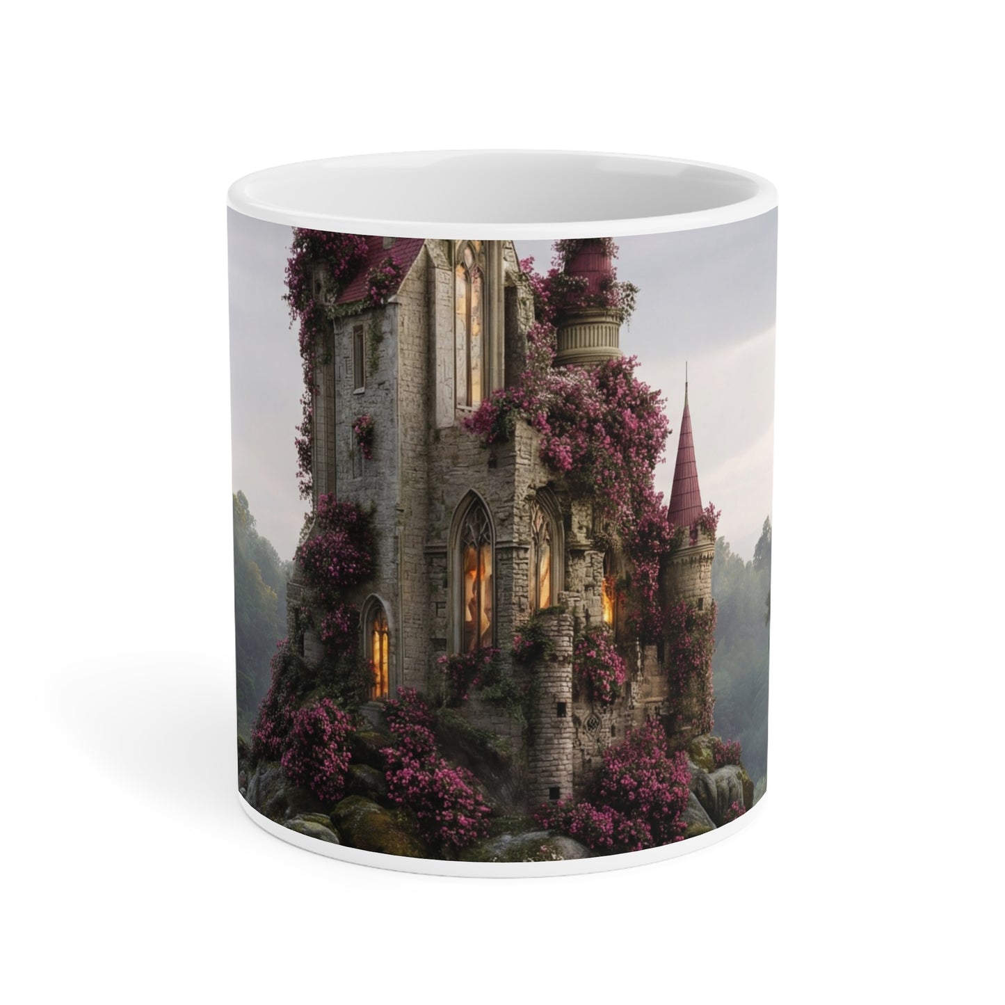 Rose-Wreathed Castle Ceramic Mugs (11oz\15oz\20oz) – Twilight Sanctuary