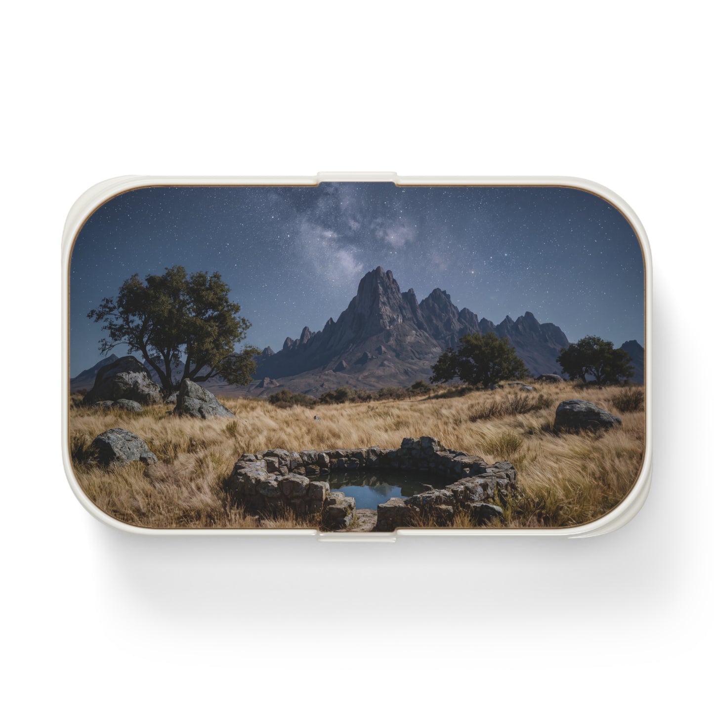 Starlit Mountain Spring Bento Lunch Box – Whispering Stones Under the Milky Way