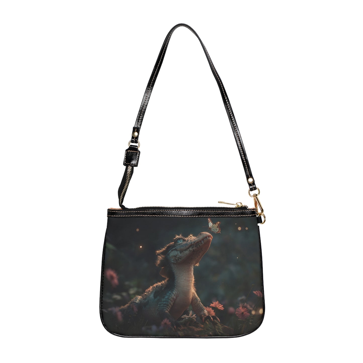 Butterfly-Kissed Alligator Small Shoulder Bag – Twilight Garden Whimsy