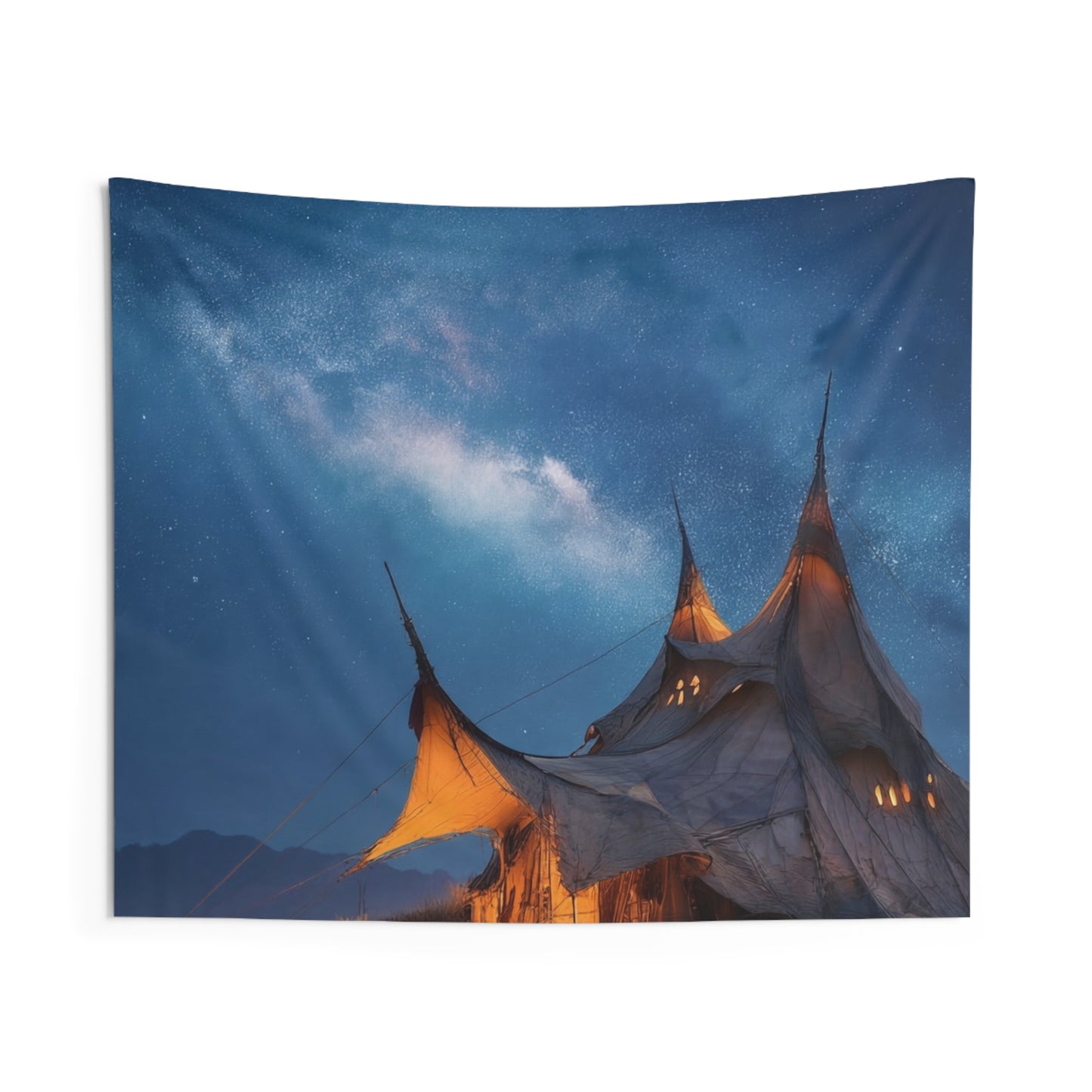 Starlit Nomad Tent Wall Tapestry – Milky Way Haven Under Open Skies