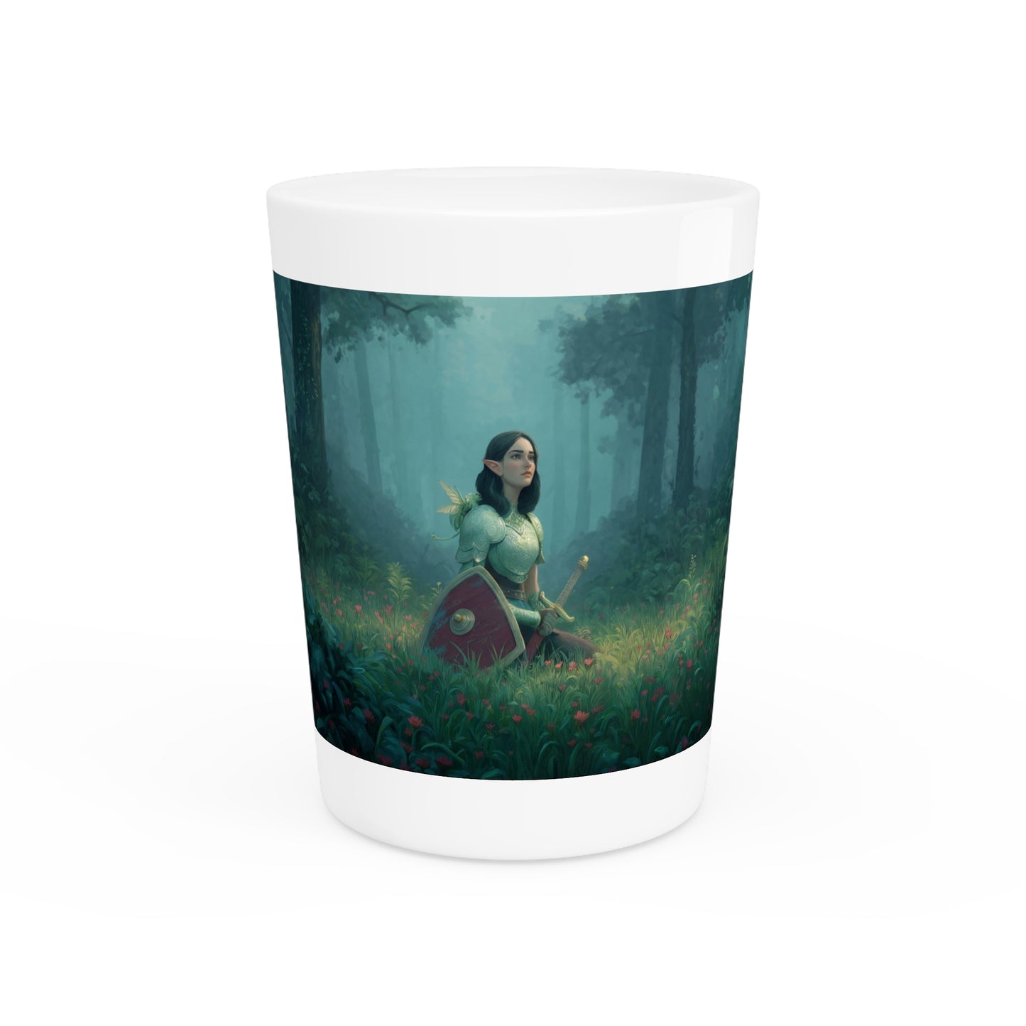 Forest Sentinel Shot Glass – Emerald Guardian in the Mist
