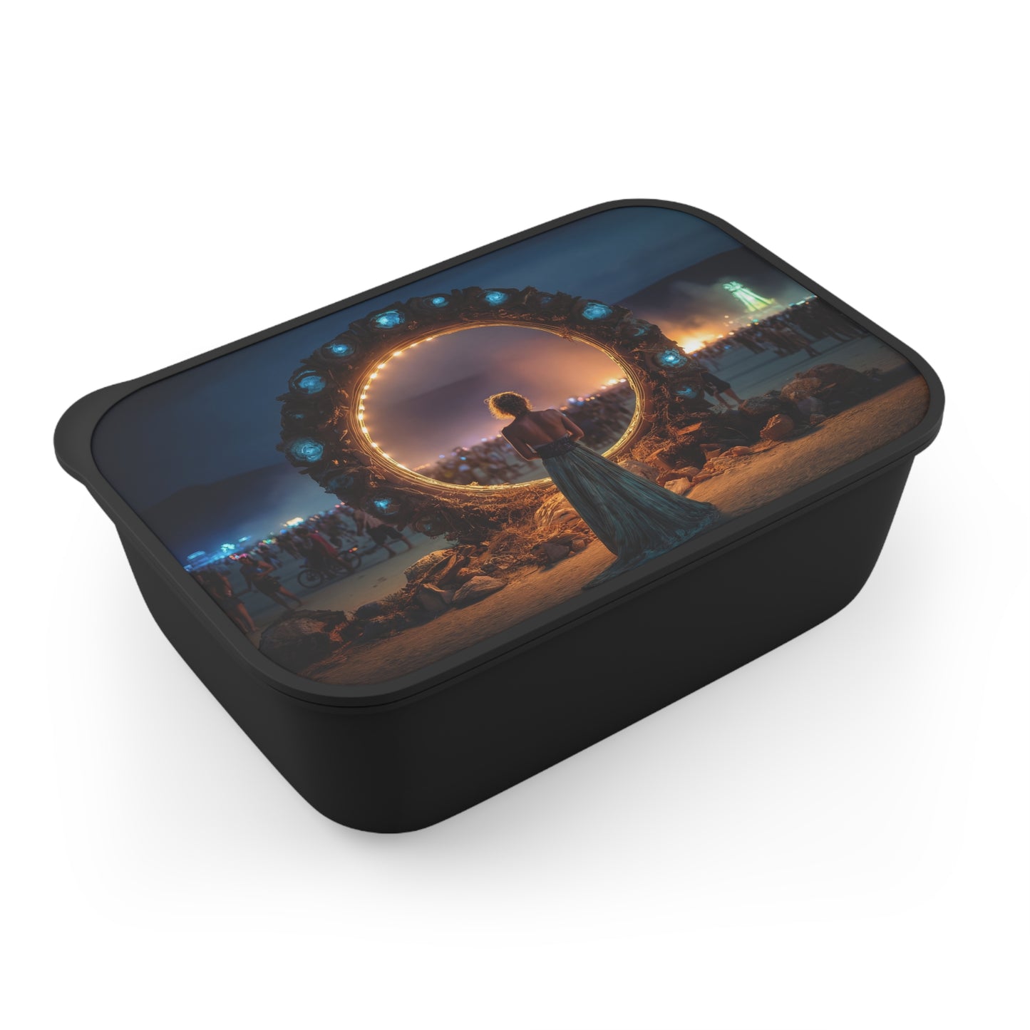 Portal to the Pulse PLA Bento Box with Band and Utensils – Glowing Threshold at Midnight