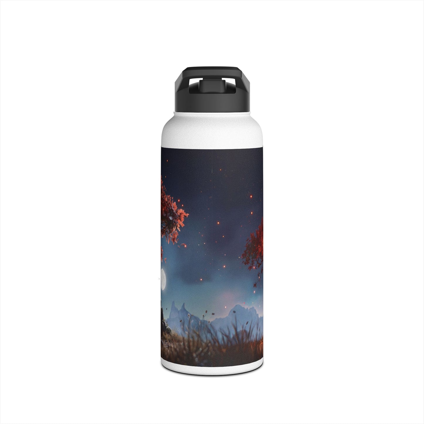 Whispering Ember Tree Water Bottle – Moonlit Campfire Sanctuary