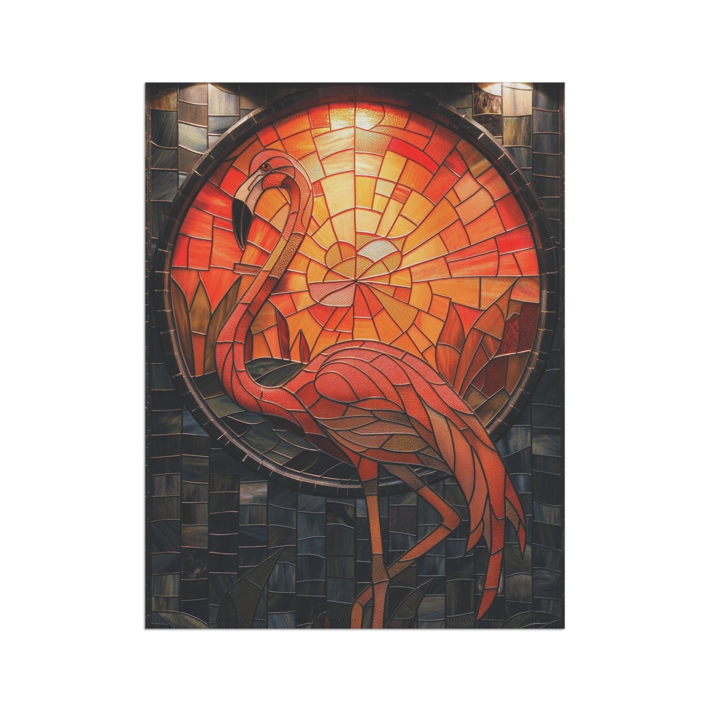 Stained Glass Flamingo Garden Flag