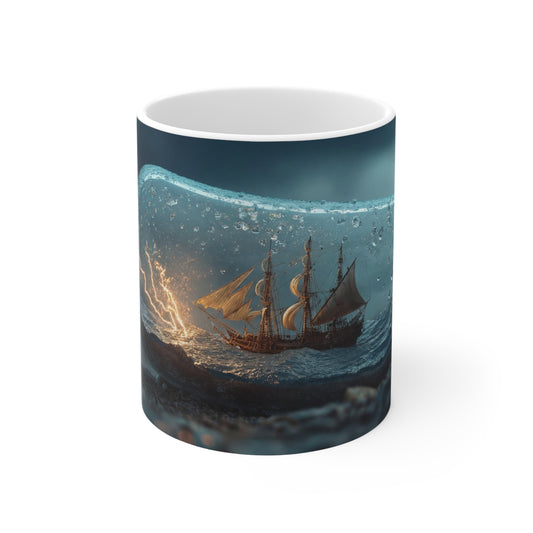 Storm-Sailed Ship in Bottle Ceramic Mugs (11oz\15oz\20oz) – Tiny Tempest, Mighty Voyage