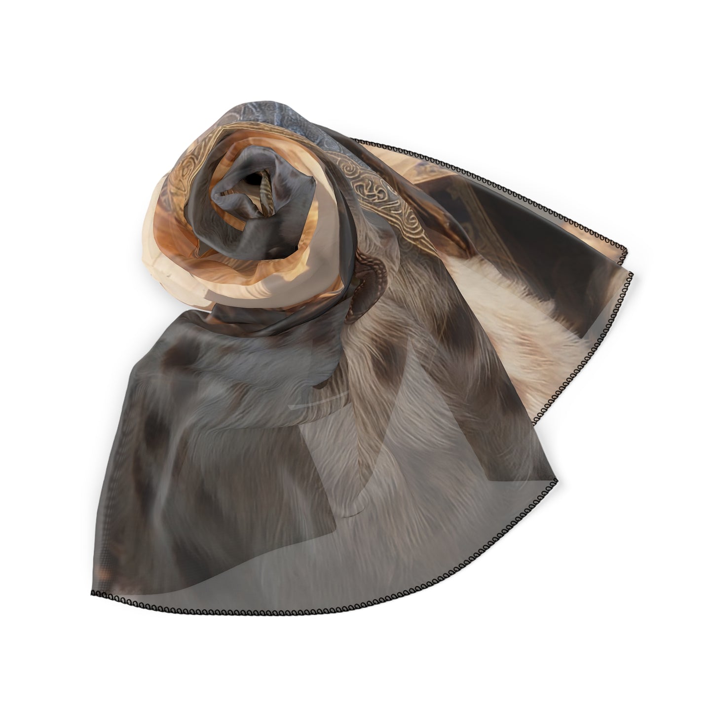 Regal Feathered Cat Sentinel Scarf – Sunlit Crown and Winged Majesty