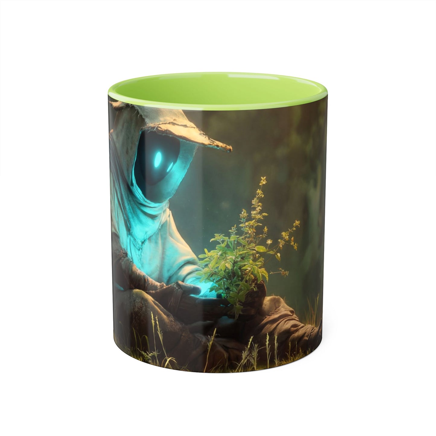 Hooded Guardian Accent Mugs, 11oz – Bioluminescent Forest Keeper