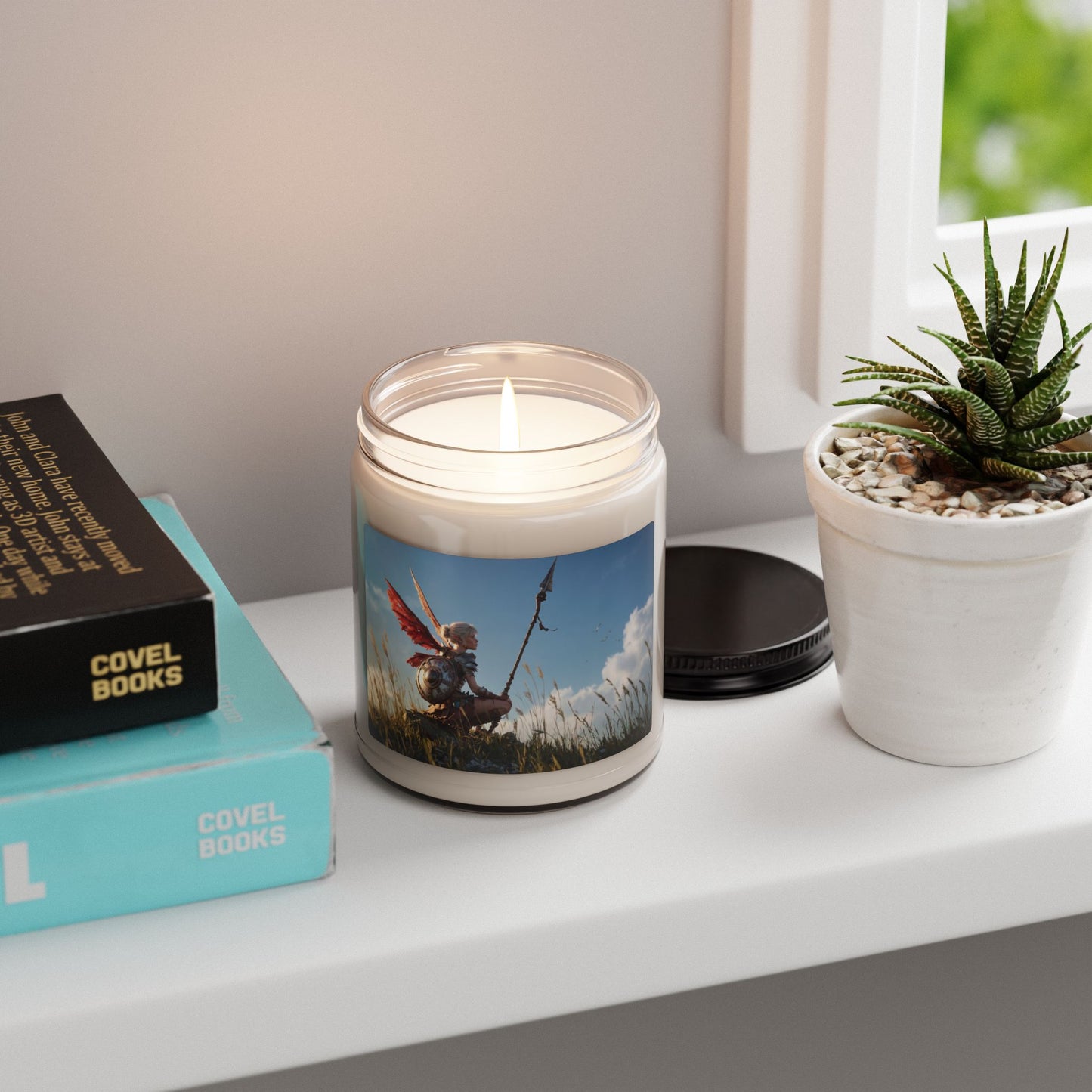 Angelic Warrior on Summit Scented Soy Candle, 9oz – Sunset Vigil in Crimson Wings