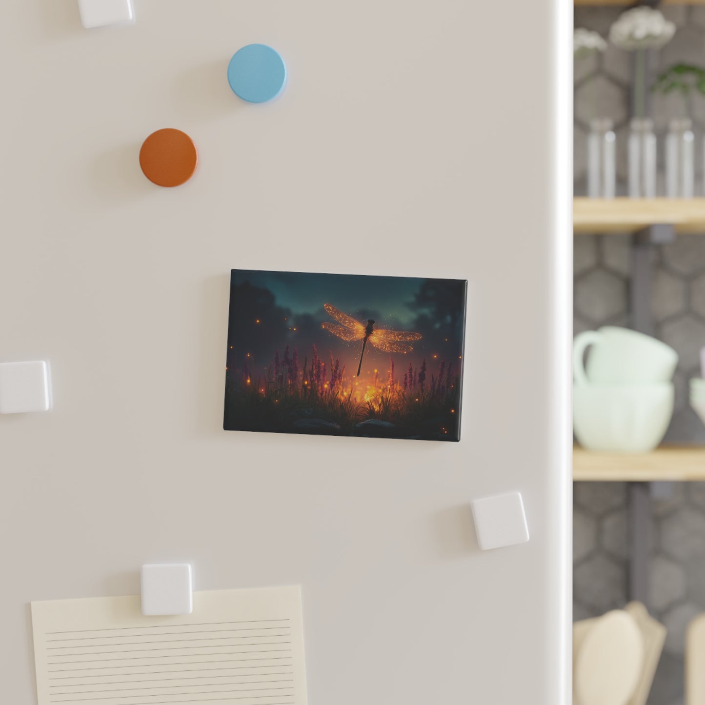 Glowing Dragonfly Button Magnet, Rectangle (1 & 10 pcs) – Twilight’s Tiny Luminary