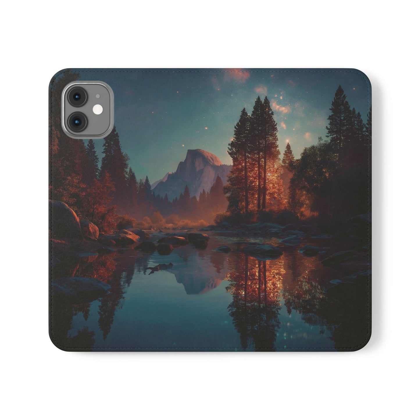 Starlit Valley Flip Cases – Twilight River and Half Dome Reflections